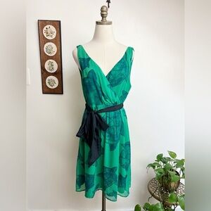 Anthropologie Moulinette Sours Arribada Current Dress Green Silk Turtle size 4